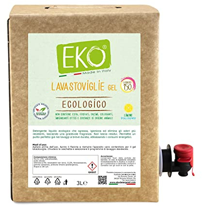 Eko Detersivo Lavastoviglie Liquido Bag in Box 3L, 150 Lavaggi - Ecologico