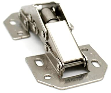 DOJA Barcelona | Schrankscharniere | 4 Stück Aufschraubscharniere | 77 * 33 mm | 90° Öffnungswinkel | Vernickelte Scharniere, hölzerne Küchenmöbel, Schränke Tür Eckanschlag, Schranktür