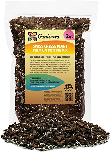 GARDENERA Swiss Cheese Plant Soil Blend - Enhance Root Development and Retain Moisture for Monstera Deliciosa - 2 Quart