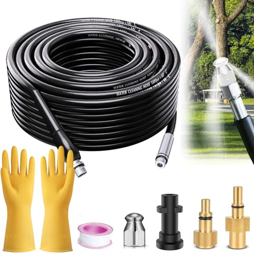 10M Flexible Drain Rods - High Pressure Washer Hose Drain Pipe Cleaning Kit with Adapter for Karcher/Lavor/Bosch, Replacement Hose for Karcher K Series Pressure Washers K2-K7