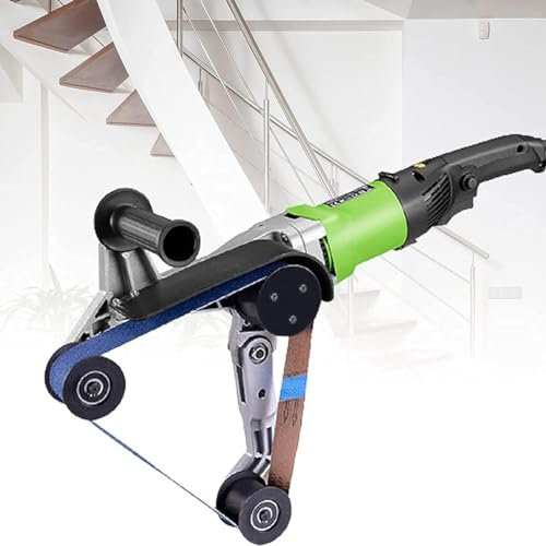 Lucidatrice Elettrica per Tubi in Acciaio Inossidabile 800W,Lucidatrice per Levigatrice a Nastro per Tubi Tondi Con Impugnatura Portatile,Velocità Nastro 2,4-9,1M/S,Per Materiali Tondi E Tubi Tondi