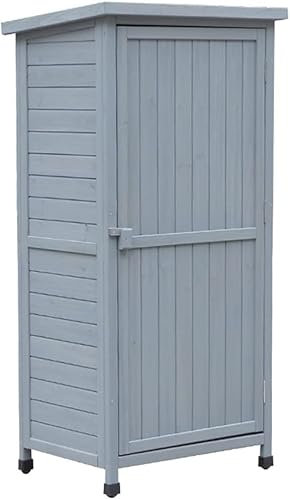 Outdoor Garden Storage Shed Small Size Garden Wooden Tool Shed With 3 Detachable Shelves For Garden Backyard Patio And Lawn Garden Accessories(Color:Grey)