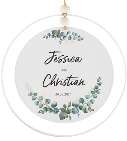 Herz & Heim® Türschild aus Acryl mit verschiedenen Motiven bedruckt, personalisiert, Geschenkidee für viele Anlässe (Eukalyptuskranz, 25 cm)