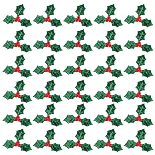 BESPORTBLE Mini Triple Leaf Holly Berries, 100Pcs Christmas Simulation Cloth Holly Berries and Leaves for Tree Decorations DIY Crafts Christmas Wreath Card Tags Table Decorations, 3CM