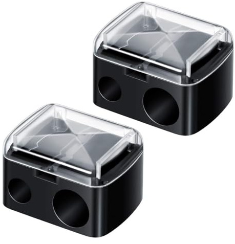 NOPKESV 2 Stück Makeup Sharpener,Universal Anspitzer,Kosmetikspitzer,Spitzer für Kajalstifte,Augenbrauenstift,Lippenkonturenstift,Eyeliner,Präzisionsklingen,Handlich für Unterwegs