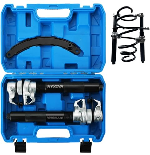 NYXOVA Coil Spring Compressor Tool, Heavy Duty Macpherson Strut Spring Compressor Tool,Ultra-Rugged Strut Spring Compressor Tool with Safety Guard,2200lb Capacity 11in Jaw Opening (Blue)