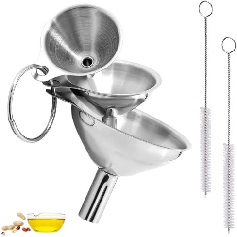 3pcs Stainless Steel Funnel Set – Versatile Kitchen Funnels for Bottles, Containers, Jam, Cooking Oils, Liquids, Powders (1.77, 2.2, 2.95) – Durable, Easy to Clean, Multi-Sized Funnels for Kitchen