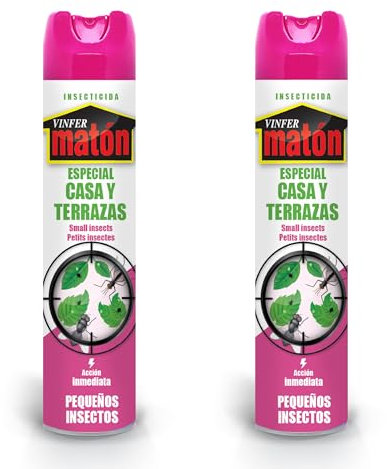 VINFERMATON – Insecticida Mosquitos y Moscas Casa y Terrazas Pack 2×600 ml | Spray Eliminador Insectos Voladores Interior y Exterior | Acción Inmediata Profesional | 100% MADE IN SPAIN