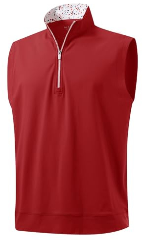 M MAELREG Golf Vests For Men Stretch Lightweight Breathable Quick Dry Stand Collar Sport Men's Quarter Zip Pullover