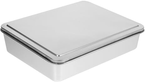 Balacoo Plaque Pâtisserie Inox avec Couvercle Plat Four Acier Inoxydable Lisse pour Cuisson Gâteaux Tiramisu et Rangement Alimentaire