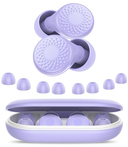 Tappi Orecchie Dormire, Antirumore Quiet Silicone Auricolari, 45dB Protezione dell'udito, Comfort Elasticità Riutilizzabile, for Concerti/Aerei/Sleep/Viaggiare, 8 Inserti auricolari XS/S/M/L, viola