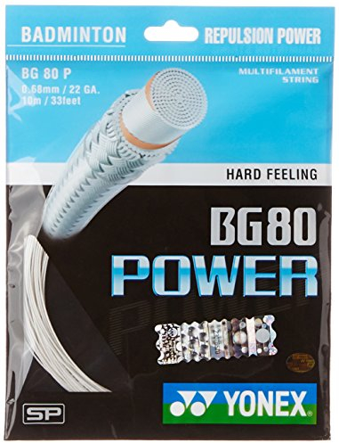 Yonex BG80 Power Badmintonsaiten, 0,68 mm (weiß)