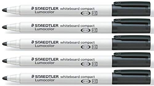 Staedtler Lumocolor 341 Dry Erase Markers for Whiteboard - Black (Pack of 5)