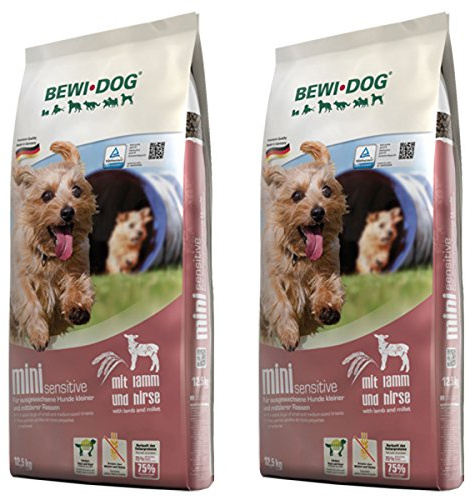 2 x 12,5 kg Bewi Dog Mini Sensitive | Hundefutter | Trockenfutter für kleine Hunderassen | ohne Weizen & Soja | extra kleine Kroketten