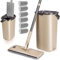 MASTERTOP Wischmopp Set mit Eimer, 2 in 1 Bodenwischer mit Einstellbar Edelstahlgriff und 6 Mikrofaser Moppkopf, Hand-Frei Wischmop & Putzeimer mit auswringfunktion für Hartholz Laminat Fliesen