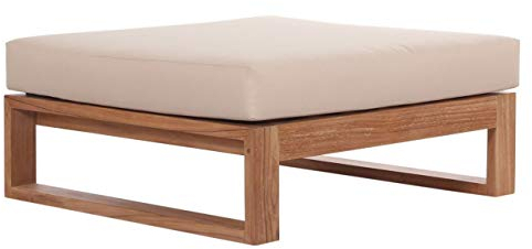 Teako Design Ottomane Molveno Teak unbehandeltes Massivholz Wetterfest Sitzhocker Teakholz Polsterhocker Hocker robust