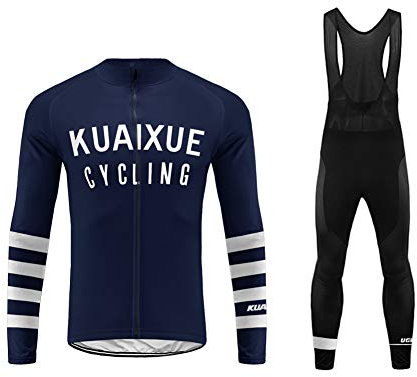 Uglyfrog-2 BikeWear Herren MTB Rennen Winter Fleece Radtrikot Set Fahrrad Trikot Langarm + Radlerhose Thermo Winddicht