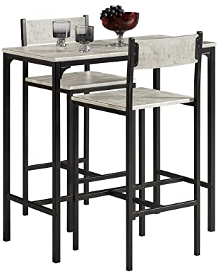SoBuy Bartisch Set mit 2 Stühlen Platzsparendes Küchentisch-Set für 2 Personen, Hoher Esstisch mit Stühlen Essgruppe Bistrotisch Gartentisch für kleine Küche, Balkon oder Wohnzimmer möbel OGT03-HG