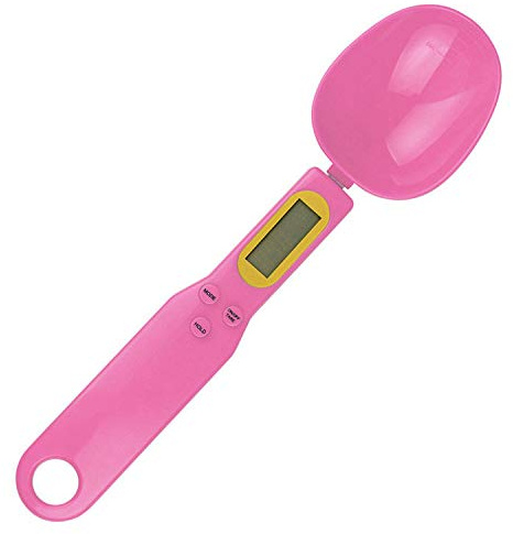 BoBoHome Balanzas De Cuchara De Cocina Balanza De Medición De Alimentos para Mascotas Balanza Electrónica Cuchara 500G / 0.1G (Rosa)