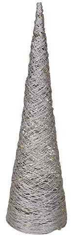 URBNLIVING Conos de árbol de Navidad con luz LED, forma de pirámide con luces de hadas, decoración del hogar (plata, 60 cm)