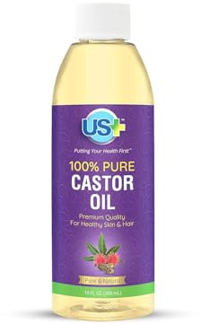 US+ 10oz 100% Pure Castor Oil - Cold-pressed, Unrefined, Hexane-free - USP Grade - Premium Quality for Healthy Skin & Hair