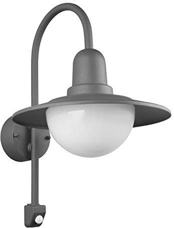 Trio Leuchten LED Außen Wandleuchte Norman 207269142, Aluminium Druckguss Anthrazit, Acryl weiß, exklusiv 1x E27, Bewegungssensor |