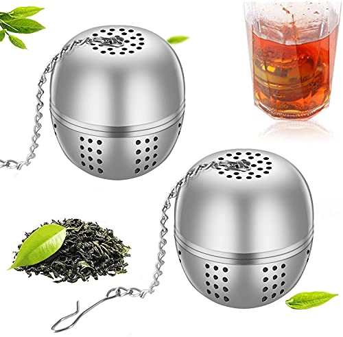 2 Stück Teesieb Teeei Edelstahl Teefilter Tasse 4 cm Teesieb für Losen Tee Lustig Tea Filt Kugel Gewürzsieb Gewurzkugel Dauerfilt Siebeinsatz Teefilterhalt Teehalter Gewürzei für Teekannen