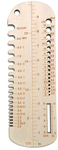 UPTTHOW Sockenlineal Stricken Häkeln Größe Messung Haken Gauge 25,4 cm Holz Socken Blocker Swatch & Nadel DIY Weaving Tools Handmade Geschenk für Kinder und Erwachsene