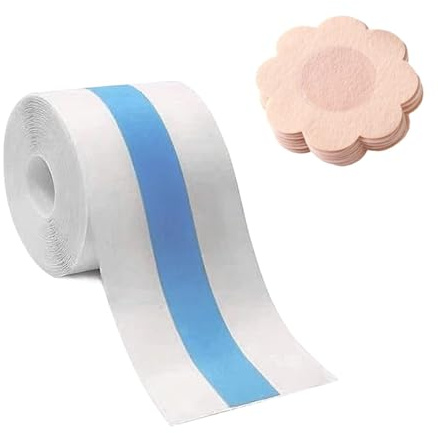 Voarge Selbstklebendes Band für den Körper, für Damen, Brusthebung, unsichtbar, ideal für schulterfreies Kleid, V-Ausschnitt, 5 cm x 5 m, durchsichtig, M