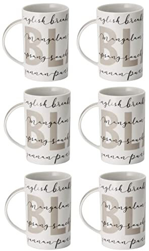 Teeemando® - Juego de 6 vasos (porcelana, 0,35 L, 6 unidades), diseño de té negro