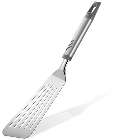 Lebabo Fish Spatula, Stainless Steel Fish Turner Slotted Metal Spatula for Kitchen Use, Flipper Spatulas for Cast Iron Skillet, Egg, Meat, Cooking and Frying, Dishwasher Safe, Comfortable Handle