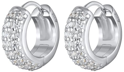Kuzzoi Herren-Ohrringe Creolen für Männer 1 Paar Ohrhänger rund (15mm) mit Zirkonia Steinen Herren Ohrstecker aus 925 Sterling Silber