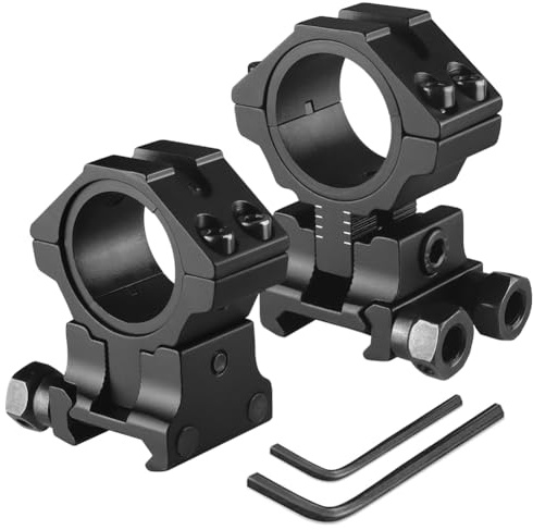 Home Safety Anello di Montaggio Altezza Regolabile, Diametro 25.4mm/30mm con 20mm Weaver/Picatinny Rail, Profilo Alto/Medio/Basso Anelli per Ottica Mirino