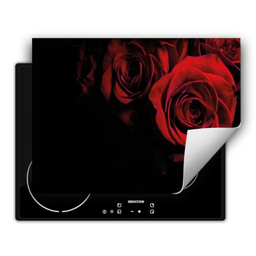 DarHaus Herdabdeckplatte 80x52 cm, schwarz-rot-Rose