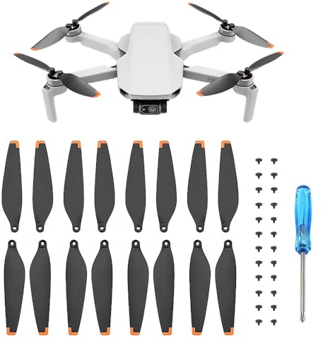 mizikuu 16 Stück Propellerblätte für DJI Mavic Mini 3, Propeller Ersatzblätter Propeller-Zubehör Geräuscharm Schnellspanner Faltbare Flügel - Wesentliches Zubehör für Mavic Mini 3/pro mit 24 Schrauben