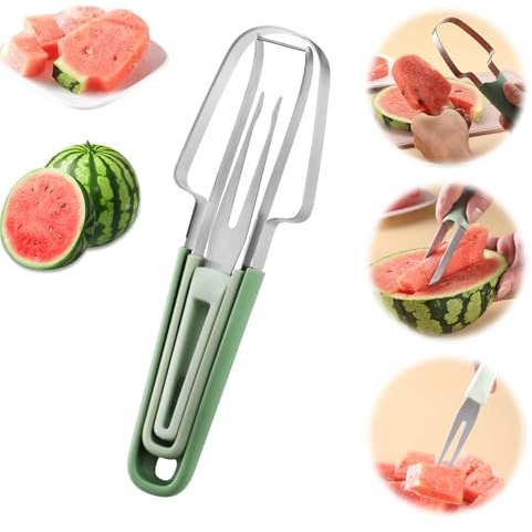 Coupe-Fruits 3 en 1 en Acier Inoxydable, Coupe-Melon Multifonction, Nouveau Coupe-Melon 2024 3 en 1, Coupe-Pastèque en Acier Inoxydable, pour Couper la Pastèque