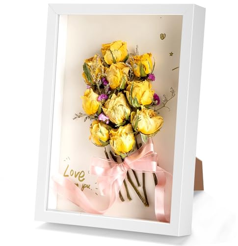 profiwoab 3D Bilderrahmen zum Befüllen, Tiefer Bilderrahmen zum Befüllen Rahmen A4,Exquisite Getrocknete Blume Exemplar Lagerung Rahmen, Kunstwerk DIY Souvenir,objektrahmen weiß (31*23*3cm)