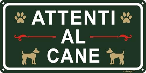 Attenti al Cane Cartello Alluminio - 2 pz, 30x15 cm Cartelli Da Giardino,Facile da installare,Resistente UV,Resistente alle intemperie，per Uso Interno o Esterno