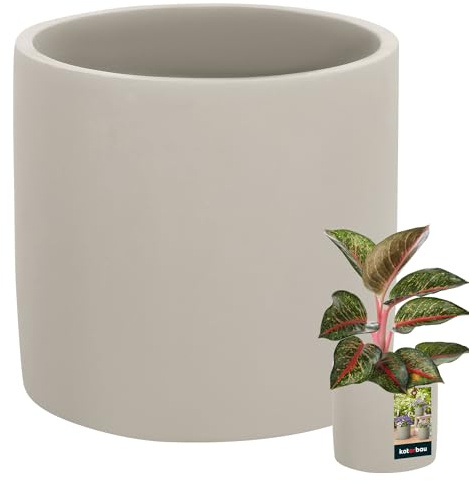 KOTARBAU® Blumentopf Keramik ⌀ 16 cm, Betonoptik, 15 cm hoch | Übertöpfe für Zimmerpflanzen, Blumentopf rund, Orchideentopf, Pflanzkübel handgefertigt, unglasierte Keramik, Matt, Grau