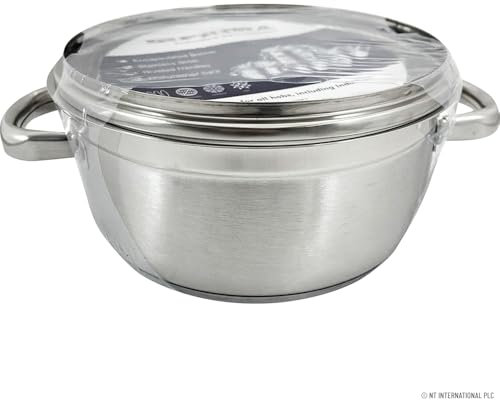 Casserole Dish with Glass Lid 20cm - Lightweight Stainless Steel Cookware Pan | Induction Hob and Oven Safe | Perfect for Braising, Stews, Roasting, and Bread Baking