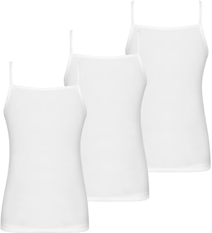 AUYAO Mädchen Unterhemd 3 Stück Tank Top Hemdchen Armellos Spaghettiträger Träger Weiß Crop Tanktops Girl Unterwäsche Base Tshirts Tops Camis für Mädchen (140)