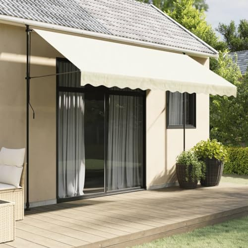 Myheimly Markise Balkonmarkise Klemmmarkise Sonnenschutz Garten Einziehbar Creme 350x150 cm Stoff und Stahl
