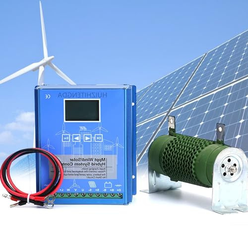 UKLSAMZR 2000 W/4000 W/6000 W/8000 W/10000 W Wind-Solar-Hybrid-Laderegler, 12 V/24 V/48 V mit LCD-Bildschirm für netzunabhängiges MPPT-Windturbinen-Solarladesystem für Terrasse/Pavillon (24v 4000w)