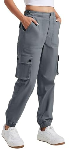 Pioneer Camp Pantalones cargo largos para mujer, pantalones de senderismo para mujer, resistentes, cintura ajustable, pantalones de chándal para exteriores con 6 bolsillos