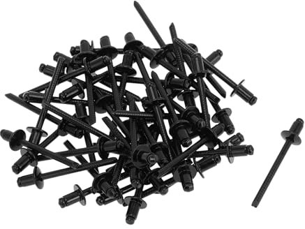 TUCKBOLD Dome Head Large Flange Blind Rivets Black 50 Pcs 4.8mm Grip Diameter 6mm Grip Length 9.5mm Flange Diameter Stainless Steel