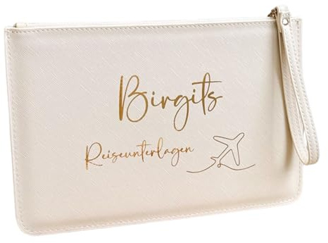 Tasche für Reiseunterlagen mit dem Familiennamen Flugzeug | Dokumententasche im Leder-Look | Reisedokumente Mappe Organizer | Travelorganizer Handgepäck | Spiegel-Aufdruck