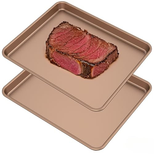 2 teglie da forno con bordo alto, 32 x 27 cm, per forno, fino a 230 °C, acciaio al carbonio, profondità 250 mm, rivestimento antiaderente, per la cottura di biscotti, biscotti, panini di spagna di