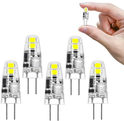 I-SHUNFA G4 lampadine a LED, 1.2W bianco freddo 6000K 12V sostituzione per 10W-15W lampadine alogene, 120lm non dimmerabile, piccole per cappa da cucina, cucina (confezione da 5)