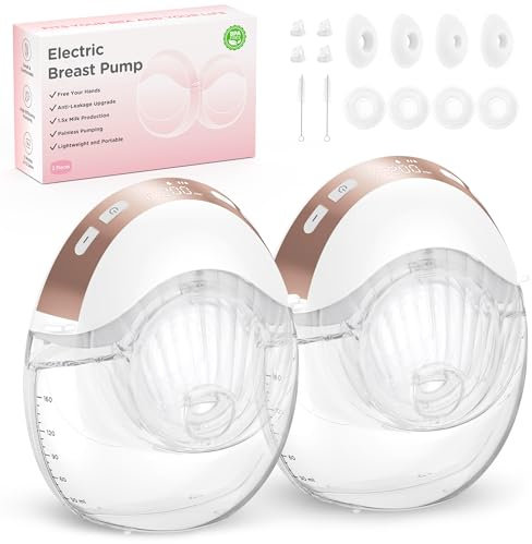 Milchpumpe Elektrisch Freihändig Tragbar - Jheppbay All-in-One Elektrische Milchpumpe Handsfree, Schutz der Privatsphäre, Leckage Verhindern, 5s Schnellmontage, mit 17/19/21/24mm Flansch, 2 Stück