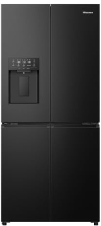 Hisense RQ5P470SYFD Cross Door/Freistehend/EEK D /35 dB/Total No Frost /483 L/My Fresh Choice/Metal Cooling/Multi-Schubladen-Design/Eis und Wasserspender/HxBxT 178,5 x 79,4 x 69,8 cm/Schwarz